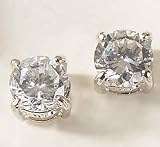 Jewelry : Signature 6mm Clear Cubic Zirconia Earrings STERLING SILVER