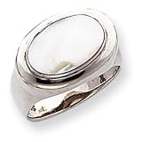 Sterling Silver Oval Mother of Pearl Ring - Size 8