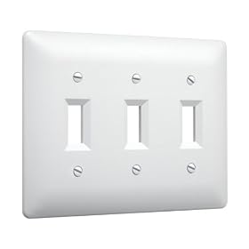 Taymac 4440W Paintable Triple Toggle Light Switch Wall Plate Cover, White, 3-Gang