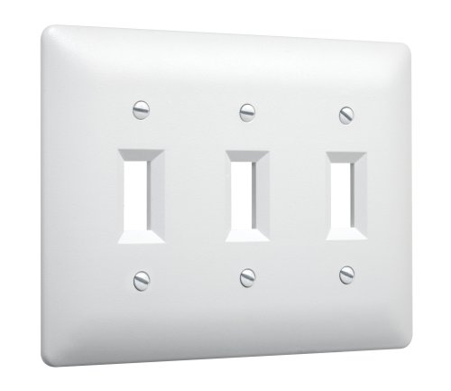 Taymac 4440W Paintable Triple Toggle Light Switch Wall Plate Cover, White, 3-Gang