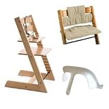 Stokke Tripp Trapp High Chair, Cushion, and Baby Rail - Natural with Beige Corduroy Cushion