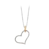 14K Two Tone Gold 1/4 ct. Diamond Dangling Heart Pendant with Chain