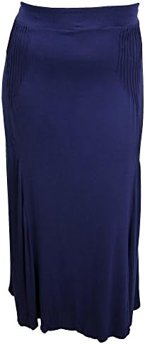 NY Collection Women's Plus Godet Pleated Pull On Maxi Skirt 2x Navy