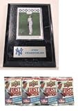 Joba Chamberlain New York Yankees Card plaque with 4 packs of Trading Cards