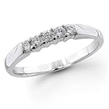 14K White Gold 1/4 ctw. Five - Stone Diamond Wedding / Anniversary Band (G-H;SI1-2)