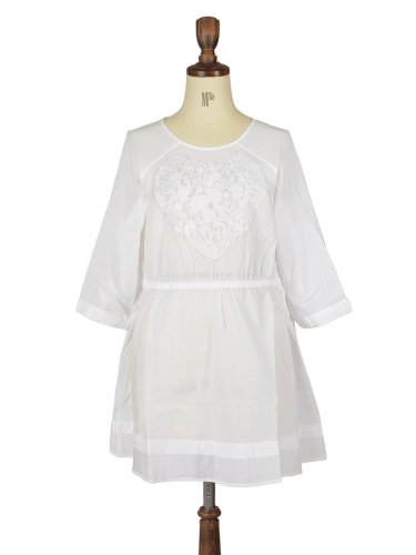 (ボンビュータン)Bon Vieux Temps エンブロイダリーデザイン 3/4スリーブチュニック・31717