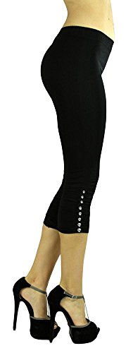 ToBeInStyle Women's Rhinestone Accent Ruched Leggings