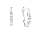 Diamond Fascination 14K White Gold Diamond Accent Hinged Oval Hoop Earrings