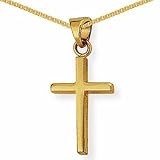 Image of 9ct Yellow Gold Cross Pendant and Chain.