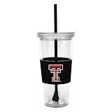 NCAA Texas Tech Red Raiders 22 Ounce Insulated Tumbler with Rubber Sleeve and Stir Straw