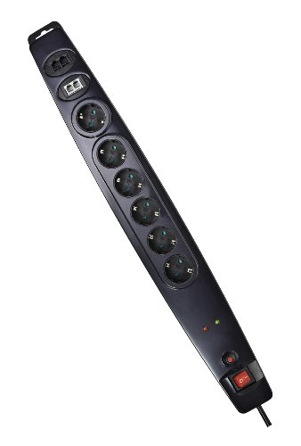 Vivanco 6fach Steckdosenleiste mit Kindersicherung, Schalter und &Uuml;berspannungsschutz auch f&uuml;r RJ11/RJ45 z.B. Telefon und &Uuml;berlastschutz