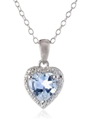 Sterling Silver Gemstone Heart Solitaire Pendant, 18"