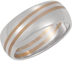 14K White Gold &amp;Yellow Gold, Two-Tone 8mm Band, Size 06.50