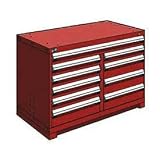 10 Drawer Bench High 48W Multi-Drawer Cabinet - Red