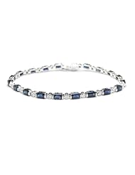 18k White Gold Sapphire & Diamond Tennis Diamond Bracelet ( 0.44 CTTW, G-H Color, SI1-SI2 Clarity )