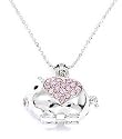 Adorable Crystal Pot Belly Pig Pink HEART Crystals Charm Necklace