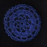 Cobalt Blue Floral Crocheted Hair Bun Cover- LARGE