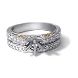 .12CT Round Diamond Hand Engraved Platinum & 18KY Bridal Set
