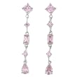 Sterling Silver Elegant CZ Dangle Earrings, Pink
