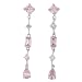 Sterling Silver Elegant CZ Dangle Earrings, Pink