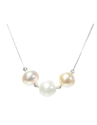 Elegant 925 Sterling Silver 10.0mm Peach Pearl Women Necklace - 18.1 inch
