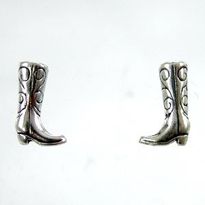 Tiny Cowboy Boot Stud Earrings in Sterling Silver, #11281