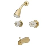 Kingston Brass KB142 Twin Acrylic Handle Tub and Shower Faucet, Polished Brass by Kingston Brass