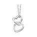 Jewelry : 14K White Gold ''Double Hearts'' Linked Necklace