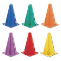 Champion Sports 9in Multi-Colored Hi-Visibility Fluorescent Plastic Cones
