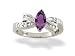 14K White Gold Genuine Marquise Amethyst and Diamond Bow Ring