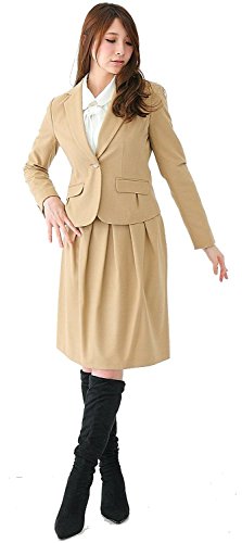 (アッドルージュ) AddRougeレディーススーツ2点セット フラノ素材 ベルト付き 通勤 オフィス ビジネススーツ[j5040]