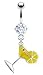 Yellow Martini Glass Belly Button Navel Ring Dangle with Clear Cz