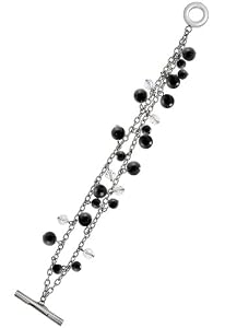 Inori - 674008 - Bracelet Femme - Acier inoxydable - Cristal - Noir - 19 cm