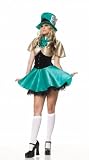 3Pc Tea Party Hostess Costume Include Hat, Cape And Dress (Green;Large)