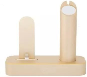 2 in 1 Aluminum Metal Displaying Holder Stand Desktop Docking Station for Apple Watch for iPhone 6 / Plus/ 5s Charging Cradle (Gold)