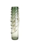 19" Uniquely Tall and Slender Wrapped Green Glass Cylinder Flower Vase