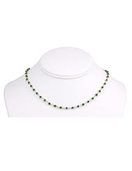 14k Gold Vermeil Emerald Necklace Green Faceted Beaded Chain Dainty