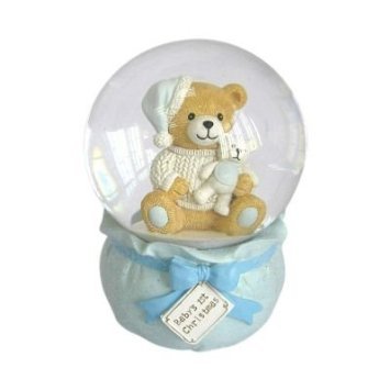 St. Nicholas Square Baby’s First ChristmasTeddy Bear Musical Snowglobe – Blue