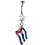 Cuba Flag Dangle Belly Ring