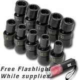 10 Pc. 3/8 Dr. Metric 12 Pt Swivel Impact Socket Set