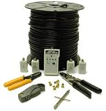 500ft RG6 Quad Shield Coaxial Cable Installation Kit with Tester