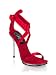 Red Satin Lace Up High Heel Sandal - 5