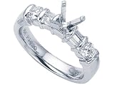 0.60 cts Baguette Diamonds Engagement Ring - Platinum, 18kt White or Yellow Gold