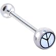 White and Black Complete Peace Symbol Logo Barbell Tongue Ring