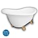 American Bath Factory B1-1670-WW-NH-M2-45-PB-C1-LH Monroe Slipper Clawfoot Bathtub in White, Armada