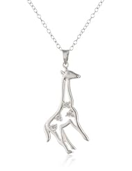 DiAura Sterling Silver Diamond-Accent Giraffe Pendant Necklace