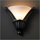 IMAGE OF Ambiance Curved Cone Wall Sconce Finish: Carbon - Matte Black, Shade Option: Faux Alabaster