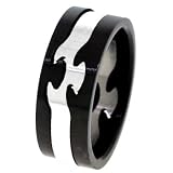3-Part Tribal Interlocking Black Anodized Stainless Steel Puzzle Ring - Size 9