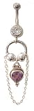 Genuine Amethyst Belly Button Ring with Segment Ring Link