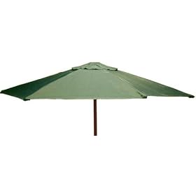 Camelot CWP003/62185 7'3" Patio Umbrella with a Wooden Pole and Green Canvas